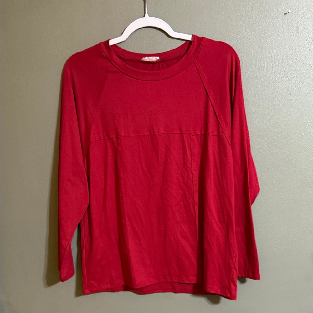 Elegant Red Long Sleeve Women's Top